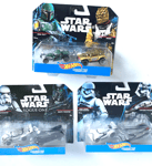 STAR WARS HOT WHEELS CHARACTER CARS 3 PACKS=6 CARS BOBA FETT PHASMA STORMTROOPER