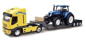 New Ray - 1693 - Véhicule Miniature - Camion Iveco Stralis + Remorque Avectracteur New Holland - Echelle 1/24