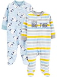 Simple Joys by Carter's Baby 2-Pack Fleece Footed Sleep and Play Toddler Sleepers, Light Blue Dogs/White Stripes, Premature (Pack of 2)