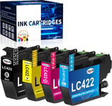 LC422 LC-422 Compatibile Cartouches d'encre Compatible pour Brother LC422XL LC 422 LC-422VAL per Imprimante Brother MFC-J5340DW MFC-J5345DW MFC-J5740DW MFC-J6540DW MFC-J6940DW (Paquet de 4)