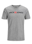 JACK & JONES Men's Jjecorp Logo Tee Ss Crew Neck Noos T-Shirt. Grey (Light Grey Melange Detail: Slim Fit - Melange). Medium