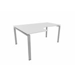 Bureau compact asymétrique Producteo Gris aluminium CONNECT : bureau D160x120/L60/cpl blanc neige/cpi gris alu/angle gauche