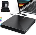 Graveur Dvd Externe Usb 3.0 Type-C,Plug & Play Cd/Dvd +/-Rw Drive,Mince Lecteur Cd Dvd Externe Pour Pc Portable De Bureau Imac Macbook Pro/Air Windows 11/10/8/7/Xp Linux Mac Os Avec Boîte.[P514]