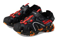 Geox Men's J Borealis Boy Sandal, Black Red, 4 UK