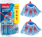 Vileda Supermocio 3Action XL Mop Refill, Pack of 2 Supermocio 3 Action Mop Head 