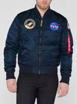 Alpha Industries Mens MA-1 VF NASA Bomber Jacket in Dark Blue - Size 2XS