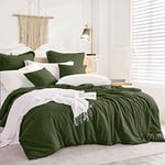 Sedefen Housse de Couette 220x240 cm Vert armée Élégant - Parure de Lit 2 Personnes avec Fermeture Éclair - Housse Couette en Microfibre avec 2 Taie d'oreiller 65x65 cm