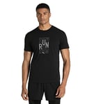 PUMA Run Logo SS Tee Homme, Noir, L