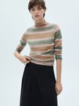 Mango Nebulosa Stripe Jumper, Pink/Multi