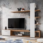 Ensemble Meuble TV Design "Eko" 190cm Naturel & Blanc