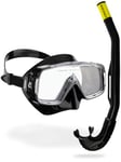 CRESSI Sirena & Island 2.0 Black/Black - Snorkeling Combo Set Mask Sirena + Snorkel Island 2.0, Black/Black, One Size, Unisex