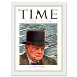 Magazine War 1941 Winston Churchill 'Man Of The Year' Time A4 Artwork Framed Wall Art Print