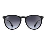 Ray-Ban Womens Ladies Retro Round Rubberised Grey Gradient Sunglasses - Black, Size: 54x18mm - Size 54x18mm