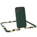 For Apple iPhone 13 Mini phone case with shoulder strap cord chain Case Green