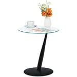 Relaxdays table d'appoint, table de canapé moderne et ronde, H x D : 49 x 45 cm, en verre et en acier, de salon, noir
