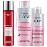 L'Oréal Paris - Routine Soin Visage et Soin Capillaire - Acide Glycolique - Shampooing + Soin Lamination + Peeling Lissant & Exfoliant - Elseve Glycolic Gloss - L'Oréal Paris Revitalift