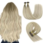 YoungSee Extension à Chaud Ombre 55 cm Extension a la Keratine a Chaud Remy Hair Blond Cendré avec Blonde Platine Ombre Keratine Extensions Cheveux pour les Cheveux Longs 50brin/50g Kératine Extension