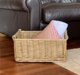 Kitchen Log Fireplace Wicker Storage Basket With Handles Xmas Empty Hamper Basket White,Extra Large 51 x 41 x 22 cm