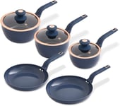 Tower T800232MNB Cavaletto Midnight Blue/Rose Gold 5 Piece Cookware Set - New