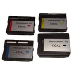 Set de 4 cartouches d'encre / d'imprimante pour HP Officejet 6100 eprinter, 6600 E-ALL-IN-ONE etc. remplace HP 932, 932XL, 933, 933XL