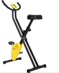 Indoor Silent Stationary Spinning Bike Foldable Portable Exercise Bike Magnetic Resistance Upright Bike with LCD Display for Home Cardio Workout-Yellow