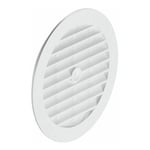 Grille d'aération ronde en plastique à lamelles avec bord de recouvrement à encastrer Ventilation Cache Protection Plafond Mur Rosette, Ø123mm blanc