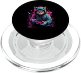 Cat Playing video games water color PopSockets PopGrip for MagSafe