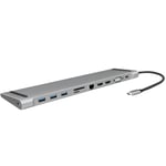 USB-C-docka LogiLink 11-i-1 HDMI/VGA/RJ45/USB-C 100W