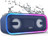 Enceinte Bluetooth Portable Lumineuse,24W Enceintes Sans Fil Avec Led Lumiere,Portee Bluetooth 20M,Waterproof,Basses Puissantes,Enceinte Usb 15 Heures Playtime,Bleu