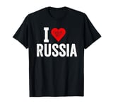 Funny Design Retro I Love Russia with a Red Heart T-Shirt