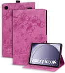 Coque Pour Samsung Galaxy Tab A9 8.7 Pouces 2023 Sm-X110/X115 Pu Cuir Cover Tablette Housse De Protection Porte-Crayons Portefeuille Tablet Étui Samsung Tab A9 8.7" 2023 Rose Rouge[Coq103709]