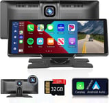 Android Auto sans Fil 9,3'' Autoradio Carplay avec 2.5K Dashcam,Autoradio Tactile Bluetooth, DVR/Navigation GPS/Mirror Link/FM Transmitter/Aux-in,Écran de Voiture Carplay avec Carte SD 32G