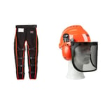 Oregon Pantalon de Protection Universel Type A pour Tronçonneuse, Pantalon de Protection Ajustable - Protection Frontale Uniquement (575780) & Yukon Casque de Sécurité pour Tronçonneuse