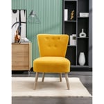 Tanant - Fauteuil scandinave en tissu, avec pieds en bois et pieds réglables, salon, chambre à coucher, 57 x 65 x 74cm, Jaune