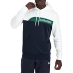 Sweat Coq Sportif coton avec manches longues et col à capuche marine tricolore