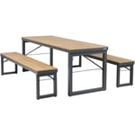 Chianti Salon de Jardin avec Table et 2 bancs en Anthracite /Marron pour 6-8 Personnes Table et Banc de Jardin/Table de Jardin en Bois avec Banc