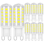 YIIFELL Ampoules Led G9, Ampoule G9 3W 6000k 430lm Blanc Froid équivalen 30W HalogèNe, AC 220-240V Sans Scintillement Non Dimmable économie Ampoules pour Cuisine Chambre Salon Jardin,Lot de 8