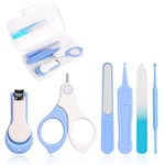 Vicloon Manucure Bébé,Bébé Soins des Ongles Set,Kit Soins des Ongles Bébés et Jeunes Enfants,Coupe-Ongles,Ciseaux, Lime,Pince et Choix d'oreille (6pcs bleu)