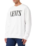 Levi's Men's Relaxed Graphic Crewneck Sweatshirt, White (90's Serif Logo Crew White 0000), L