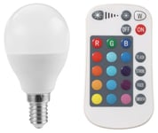 Clas Ohlson Dimbar LED-lampa RGBW E14 3 W, med fjärrkontroll