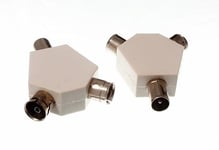 5 X Coaxial Coax Aerial Wire Cable Connectors Y Splitter - NEW Onestopdiy
