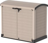 Duramax Cedargrain StoreAway 1200L Abri de Jardin en Plastique/Couvercle en Arc - Abri de Jardin pour vélos, Coffre de Poubelle à roulettes, Construction Durable et Solide, 145x85x125 cm, Taup Chaud