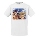 T-Shirt Enfant Fairy Tail Manga Natsu Erza Grey Lucy A La Plage Japon Anime