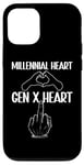 Coque pour iPhone 12/12 Pro Millennials vs Gen X Heart Finger Humour