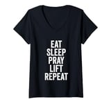 Womens Eat Sleep Pray Lift Repeat Christian Workout Fitness Gym V-Neck T-Shirt