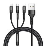 Câble Multi Usb,3 En 1 Multi Chargeur Usb Câble En Nylon Tressé Avec Micro Usb Type C Connecteurs Pour Samsung Galaxy S23/S22/S21,Huawei P30/P20,Honor,Oneplus,Wiko,Kindle 1.2m (Noir)(Q184)