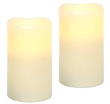 Flair Flower Lot de 2 bougies LED en cire véritable - Crème - vacillantes - Blanc chaud - Lumière d'ambiance - Bougies de décoration - Grandes bougies de l'Avent - Couronne de l'Avent - Romantique - Saint-Valentin