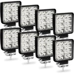 8x 48W Phare de Travail Carre a Leds Angle 60 dc 12V-24V Quad Camion Bateau Tracteur Offroad Impermeable - Randaco