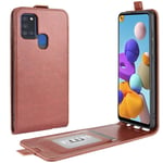 Samsung Galaxy A21s - Vertical læder cover - Brun