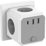 Cube Multiprise Usb, Prise Murale Usb 7-En-1 (Avec Interrupteur) Avec 4 Prises Secteur + 1 Port Usb-C Et 2 Ports Usb-A. Le Idéal Pour Salon Bureau Chambre Electrique Murale Usb Chargeur - Sans Fil